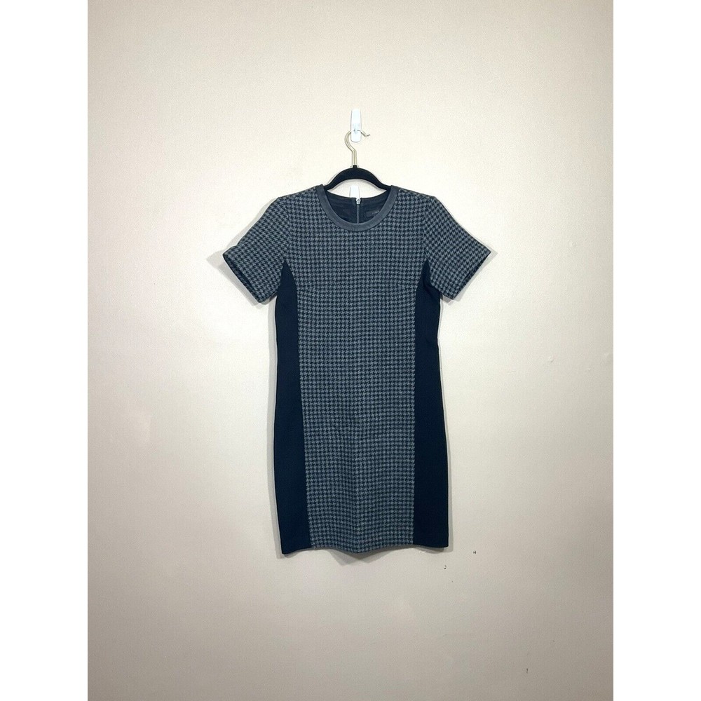 J Crew Womens Wool Blend Houndstooth Sheath Dress 0 Grey Academia Preppy Career